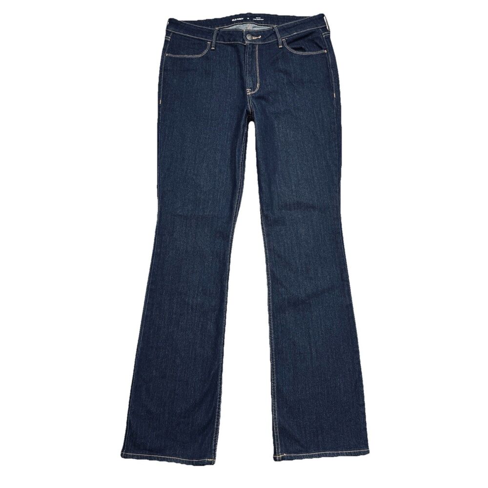 Old Navy Mid Rise Wow Bootcut Jeans 12 (32x31.5) Dark Wash Blue Stretch Womens